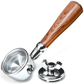 58mm Bottomless Portafilter, 2-in-1 Bottomless Portafilter 2 Ears for Gaggia Classic Evolution Espresso Deluxe, w/Double Spout Adapter