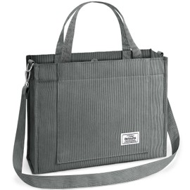 Corduroy Tote Bag for Women - Satchel Bag Large Tote Bag Aesthetic Crossbody Bag Handbag - School Work Travel Shopping Beach(Grey)