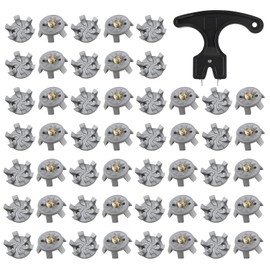 Ktxaby 50 Pcs Grey Golf Shoe Spikes Replacements with 1 Black Golf Cleats Spanner, Golf Shoe Cleat Metal Thread Screw 6mm Dia for Outdoor Lawns Cricket Shoe Golf Player Golf Lover