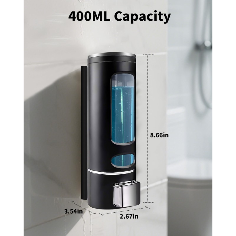 Soap Dispenser Wall Mounted 400ML,Liquid Shower Gel Shampoo Bottle for