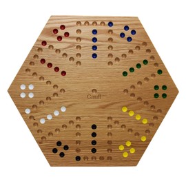 Solid Oak Double Sided Marble Board Game Hand Painted by Cauff (16 inch)
