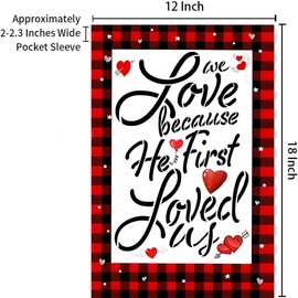 Valentines Day Garden Flag 12x18 Inch Happy Valentine's Day Heart Garden Flag Valentine's Day House Party Decorations Garden Flags Valentine’s Day Flag for House Yard Outdoor Decor
