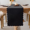 YZKITM Solid Black Farmhouse Scalloped Table Runner Washable Polyester Cute
