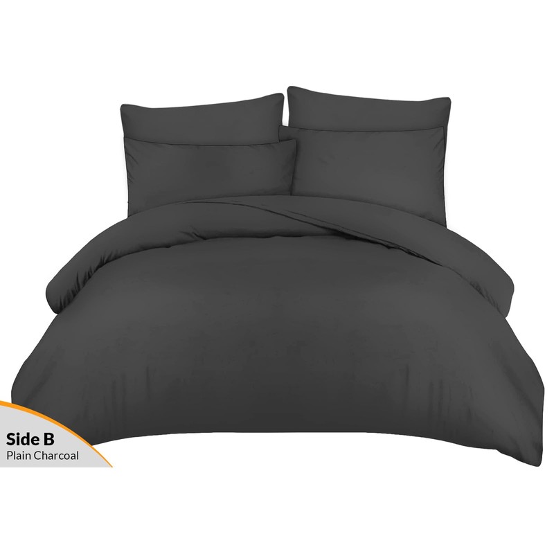 Pamposh Double Duvet Set Charcoal & Grey Doublesided Bedding Set