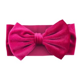 Koolgil Baby Girl's 7'' Soft Big Bowknot Velvet Headband Toddler Hairband for Photography Travel Party Festivals (Fuchsia, One Size)