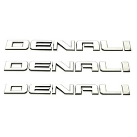 3pcs Denali Nameplate Emblems Badge Replacement for Gm 07-16 Yukon Sierra Terrain (Chrome)