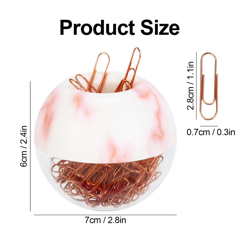 Buqoo Paper Clip Hoider, Marble Pink Stripes Desk Accessories Magnetic