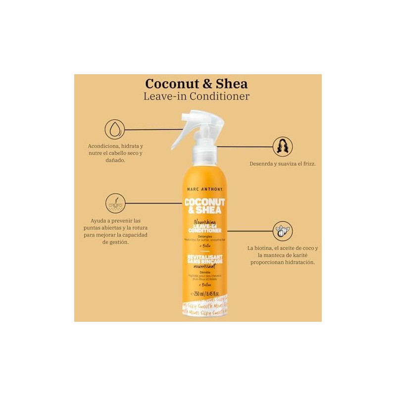 Hydrating coconut oil & shea butter detangle leave-in 250ml 2pack