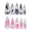 MISUD Press on Nails Long Stiletto Fake Nails Glossy Glue