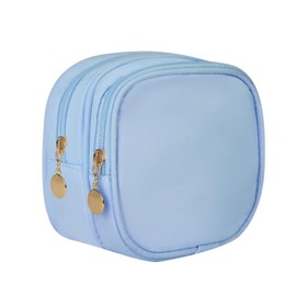 XIAOLER Small Makeup Pouch, Double Zipper Cosmetic Bag, Travel Makeup Bag, Cute Makeup Bag for Purse, Mini Toiletry Bag (blue)