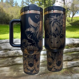 Silva lining designing Stainless steel bottle 40oz water tumbler Western Workout water cup Gift for her New container (Black R.gold(16)/Cute cow(E3))