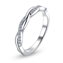 CannyCat Twisted Vine Infinity Moissanite Eternity Rings D color VVS1 Diamond Pave Set Wedding Band Ring Guard Enhancer for Women Platinum Plated Silver Promise Anniversary Engagement Bands (6.5)