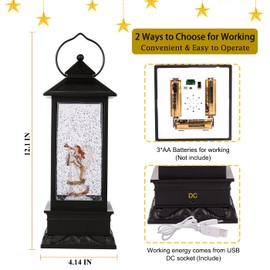 Christmas Snow Globe Lantern Christmas Decorations for Home with Timer & Music, Singing Snow Globe Water Lantern for Christmas Festival Decoration Gifts (Angel)