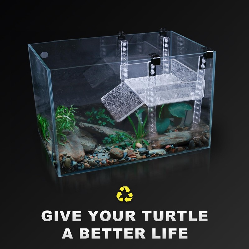 SIKGFPN Adjustable Turtle Basking Platform, 16-19 Inch Wide, Slip-Resistant Ramp,