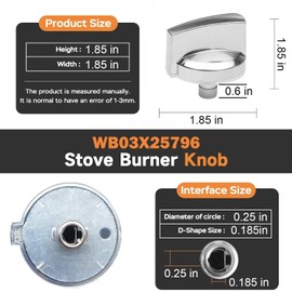 (5Pcs) WB03X25796 / WB03T10326 Gas Stove Knobs Replacements for GE Profile Range Surface Burner Knob PGP953SET1SS, PGP959SET4SS Cooktop Knob Replace for GE Part Number PS11721433, AP5986232
