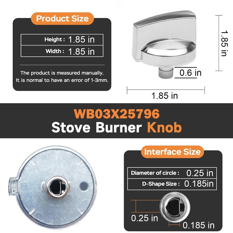(5Pcs) WB03X25796 / WB03T10326 Gas Stove Knobs Replacements for GE