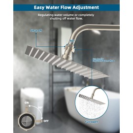 Shower Head Flow Control Valve G1/2 Brass Shut-off Valve with Metal Handle Lever Shower Head Valve Water Flow Control Valve Regulator Shut OFF Valve for Hand Shower, or Bidet Sprayer-Brushed Nickel