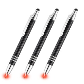 Lighted Tip Pen - LED Penlight Light Up Pen Light Ballpoint Pen with Light for Writing in the Dark - Pack of 3 - Red Light - GL006