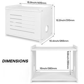 BEARUT White Router Shelf Projector Shelf Projector Stand Router Storage Box Modem Cable Router Cover Organized Power Strip Cable Management Hider Rack by Solid Wood Need Assembly
