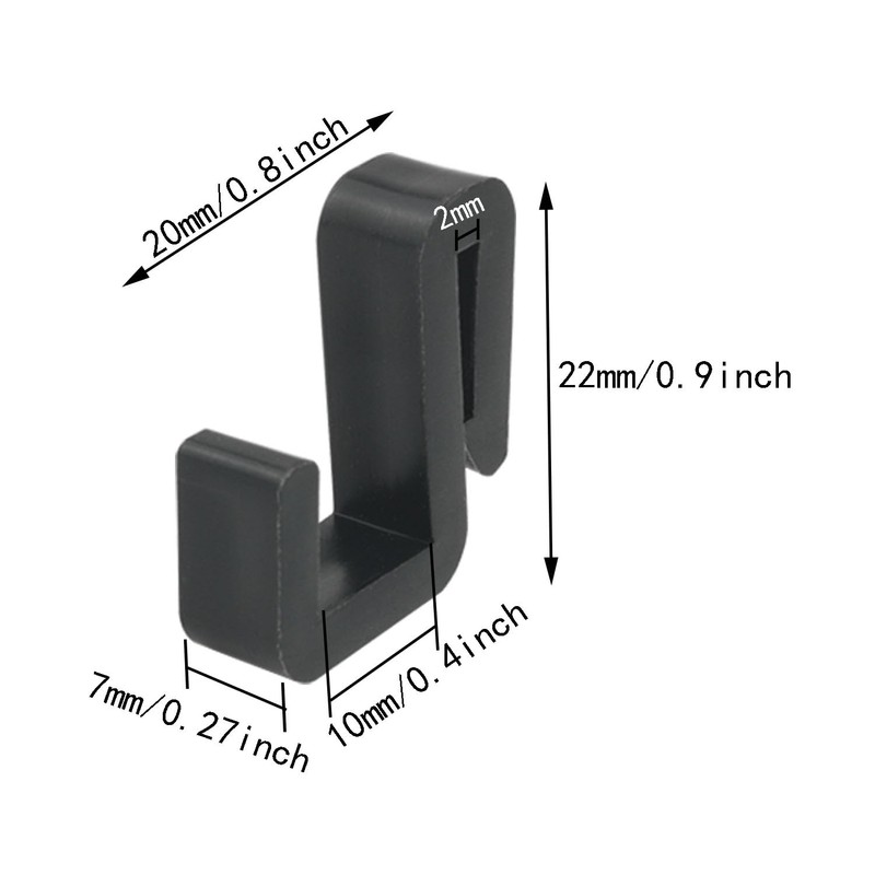 ITROLLE 20PCS Black S-Shaped Hanger Hooks - Stainless Steel Clip-on