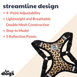 Huxley & Kent Scout LoPro Harness | Tan Leopard (Extra-Small, 4-8lbs) | Easy Control Step-in Mesh Vest Harness for Dogs with Reflective Strips | H&K Walking, Training Harness for Dogs