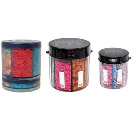 Monster Supplement Medication Pill Dispenser with Compartment Labels - Extra Large Pill Container Bottle Handles Almost Any Supplement - Easy to Dispense (3 Pack - Monster, Monster Jr & Monster Ten)