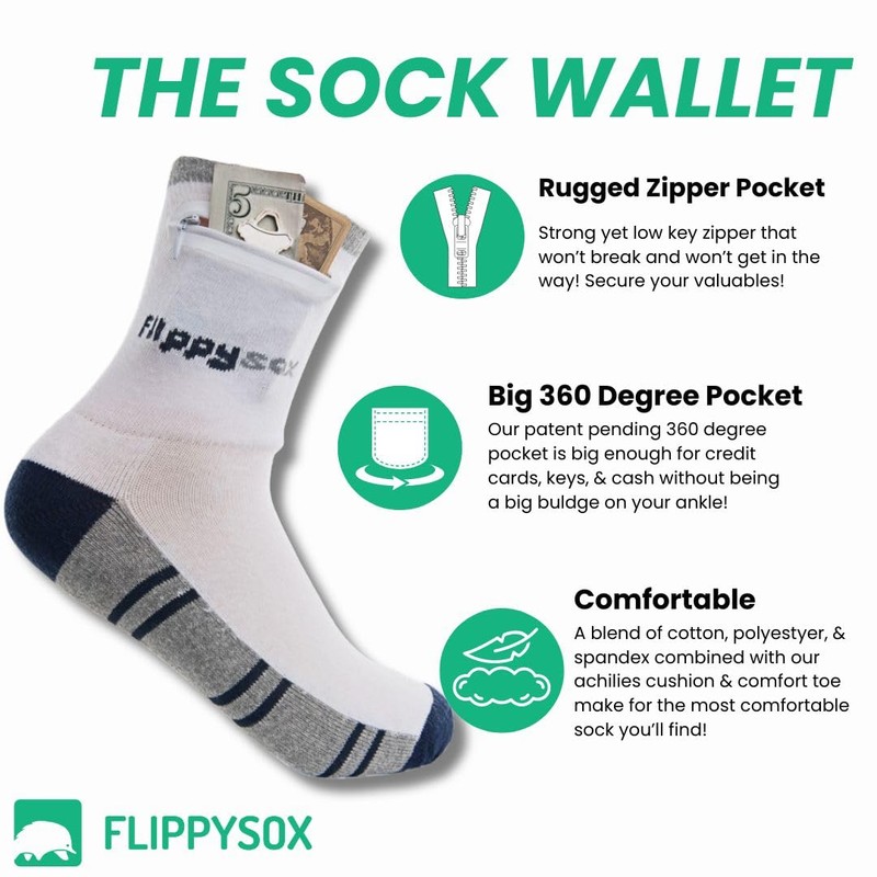 Premium Pick Pocket Proof Anti Theft Sock Wallets with Rugged