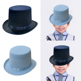 British Style Adult/Kids Flat Top Hat Prom Carnivals Party Costume Felt Magician Hat for Carnivals Show Rave Party