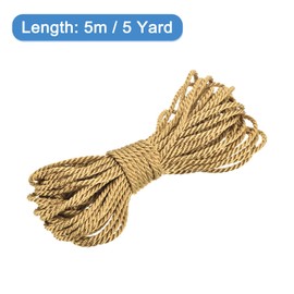 sourcing map Twisted Cord Trim, 5 Yard 1.5mm 3-Ply Twine Braided Rope Shiny Thread String for Craft Gift Bag Curtain Christmas Decor, Deep Gold - 5m