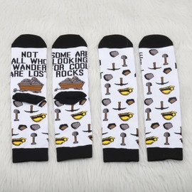 2 Pairs Rock Collector Socks Geologist Gifts Not All Who Wander Are Lost Some Are Looking For Cool Rocks Socks (CA/US, Alpha, One Size, Regular, Regular, COOL ROCKS s ca)