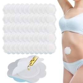 50PCS Flower Petal Castor Oil Patches for Belly Button, Self-Adhesive Belly Button Cover, Organic Castor Pack Wrap, Highly Absorbent Disposable Waterproof Pads (Oil Not Included)