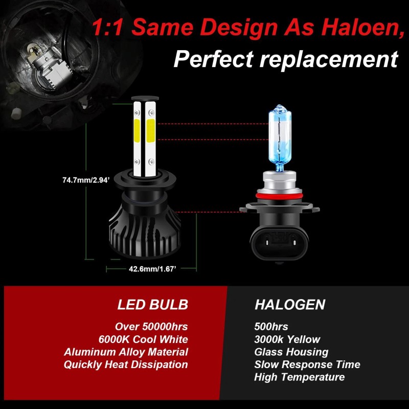 SHENKENUO For Hyundai Tiburon 2007 2008 6000K LED Headlight High