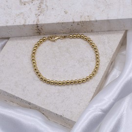Tuscany Silver Women's Yellow Gold Plated 4mm Ball Bracelet 19cm/7.5'
