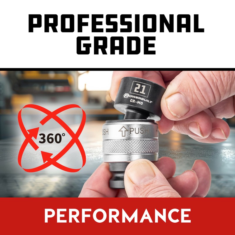 Powerbuilt 9 Piece 1/2-Inch Drive Impact Grade Universal Joint Quick-Change