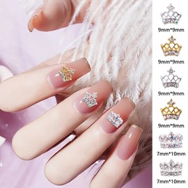 WOKOTO 30Pcs Gold And Silver Crown Nail Charms For Acrylic Nails Metal Alloy Nail Crown Charms For Nail Art Gems And Charms Nail Blings Crown Nail Jewelrys With Nail Rhinestones For Women Nails
