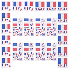 AhfuLife 24 Sheets French Flag Tattoos Stickers for Euro Football 2024, France Temporary Tattoo Set Waterproof Face Tattoos Stickers for Euro Football Championship 2024 Party Decoration