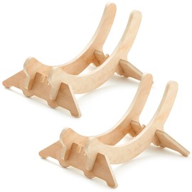 DoubleFill 2 Pack Wooden Stationary Bike Floor Stand Bicycle Indoor Storage 4 Adjustable Sizes Fit Commuter, Mountain, Road, Gravel Bikes Etc, Bike Wheel Wooden Display Stop Suitable for Home (Solid)