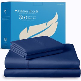 Ashton Sheets 100% Egyptian Cotton Sheets Queen Size Bed Set - 4 PC 800 High Thread Count Egyptian Cotton Queen Sheet Set (Silver Grey), Soft, Cooling, 16" Deep Pocket Sateen Luxury Hotel Bedsheet