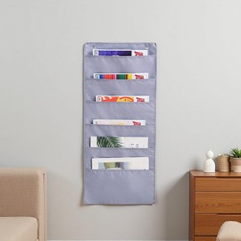 AirAkl Wall Pocket 6-Pocket Document Storage, Wall-Mounted A4 Size, Wall-Mounted Pocket for Documents, Magazines, Small Items, Books, Materials, Fabric, Door-Hanging, Letter, Hanging, Organization
