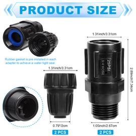 4pcs 25 PSI Drip Irrigation Faucet Adapter Kit, Include 2pcs 3/4" FHT x 3/4'' MHT Pressure Regulator & 2pcs 1/2'' Irrigation Tubing Adapter Fittings for Garden Hose Drip Irrigating Connector Parts