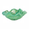 Vietri Onda Glass Green Ruffled Round Bowl, 13.75" D, 5.5"