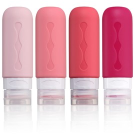 Botellas de viaje para artículos de aseo aprobados por la TSA, recipientes de tamaño de viaje, sin BPA, a prueba de fugas, accesorios de viaje líquidos recargables para champú, Rosado