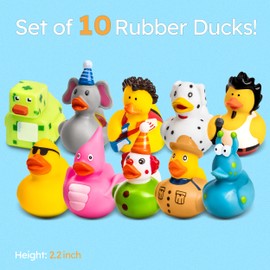 Happy Duckers Rubber Ducks - 25 Piece Bulk Pack for Bath, Pool, Party, Cruise, Jeep Ducking, Decoration & More - Small Assorted Funny Toy Duckies with Gift Box