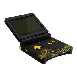 IPS Ready Upgraded eXtremeRate Custom Replacement Housing Shell for Gameboy Advance SP GBA SP – The Great GOLDEN Wave Off Kanagawa - Black Compatible with Both IPS & Standard LCD – No Console & Screen