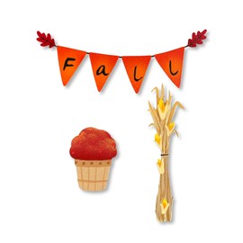 Roeda Brighten Your Life 14712m Mini Fall Word with Oak Leaf Accents with Front Porch Decor Set of 3 Assorted Harvest Autumn Magnets Made in USA