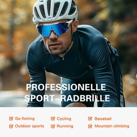 suoso Bicycle Glasses, Men's, Women's Sports Glasses, Quick Glasses, Rave Glasses, Polarised Sunglasses, Road Bike Glasses, UV400 Protection, Unisex Ski Glasses, MTB Glasses for Bicycle Skiing, 14