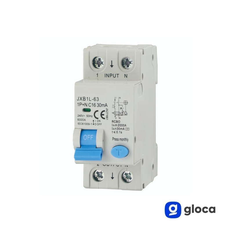 gloca Interruttore Magnetotermico Differenziale 2P 30mA 220V 4.5KA 2 Moduli