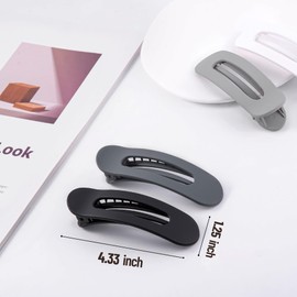 Cptots 8 Pcs Large Lay Flat Claw Clips for Women French Side Slide Barrettes for Thin Fine Hair Rectangle Alligator Hair Accessories,Matte Black Gray White