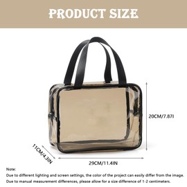BAIYSFFG Clear Toiletry Bag Extra Large Cosmetic Bag Portable Travel Makeup Bags, PVC Waterproof Ladies Wash Bags for Women Girls (Brown)