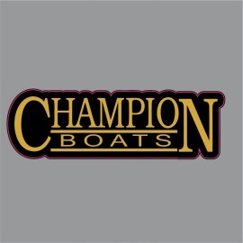 Champion Boat Gold Lettering Carpet Graphic Decal Sticker for Fishing Bass Boats - 24"